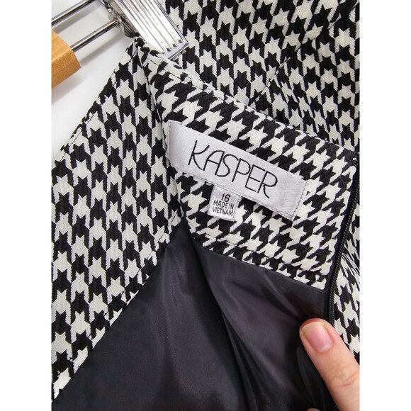 Kasper Womens Houndstooth Pencil Skirt Size 16 100% Polyester Black & White - Picture 4 of 7